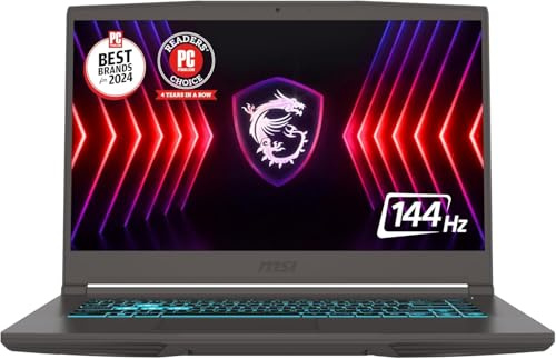 msi Laptop da gioco sottile da 15,6, 144Hz FHD, Intel Core i5-13420H, NVIDIA GeForce RTX 4060 4 GB, memoria DDR4 da 16 GB, SSD NVMe da 512 GB, Windows 11, nero