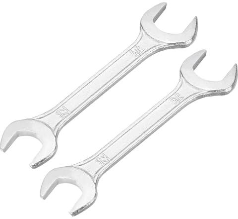 Mandouer 2pcs Large Spanner Set, Metric 22mm × 24mm Spanner, Galvanised Threaded Steel Double Open End Wrench for General Automotive, Machinery, and Household Repairs