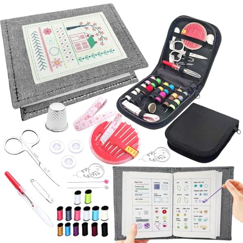Libro di Ricamo Set Fai da Te in Lino Embroidery Stitch Book Mini Kit