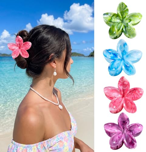 Pinzas Pelo Mujer, Hawaianas Pinzas Pelo el Cabello con Forma De Flor,para Cabello Fino y Grueso, Accesorios para Peinar el Cabello Para Mujeres y Niñas (P)