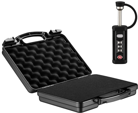 Wiltec Valigetta per armi 310 x 256 x 86 mm con lucchetto, custodia per armi corte, valigetta per pistola con imbottitura in schiuma per un trasporto sicuro