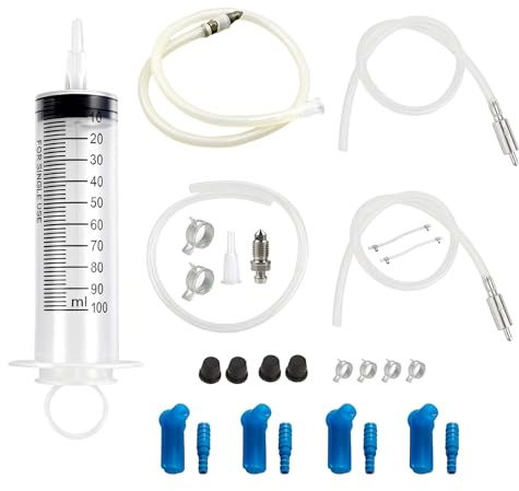 JDNOL Motorcycle Brake Bleeding Kit, Universal Brake Bleed Kit Incl. One-Way Check Valve 100ml Syringe 35cm Hose Fluid Extractor Oil Pump and Adapters for Motorcycle Car Maintenance