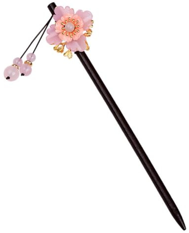 Retro Haarstab mit Glasblüten, Elegante Haarnadel für Damen | Rosa Vintage Haarschmuck, Legierung und Glas, Stabiler Schmuck für Feste, Zeremonien, Freundinnen und Mädchen