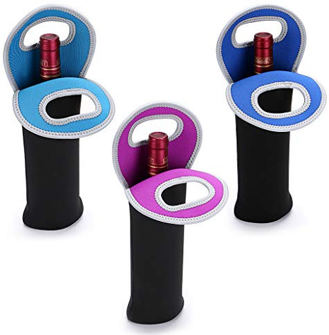 BTSKY 3 Pieces Neoprene Wine Champagne Bottle Holder Tote Carrier Beer Water Cans Bottle Drinks Carrying Bag