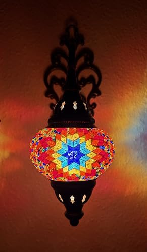 Samarkand - Lights Wandleuchte Mosaiklampe Mosaik Orientalische Lampe Wandlampe M/Orange - Blau Stern