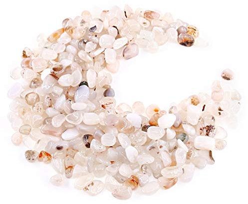 Hilitchi White Agate Stone Tumbled Stones for Plants Cacti & Succulents Bedding, Vase Filler, Landscape Bottom Decoration (About 1lb(455g)/Bag)