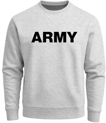 Neverless® Sweatshirt Herren Aufdruck Army Print Rundhals-Pullover Grau-schwarz M