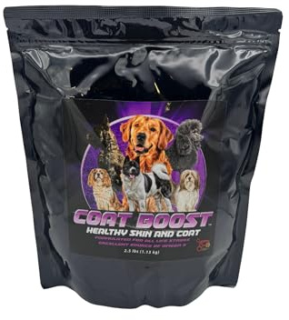 Coat Boost™ Dog & Skin Supplement – Natural Omega 3, Green Lipped Mussel, Organic Superfoods – Supports Shiny Coat, Itch Relief, Detox & Immune Health – 5 lbs