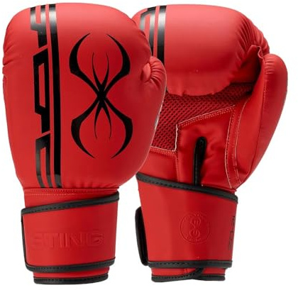 STING Armaplus Boxing Gloves, Matte-Finished High-Tech Gloves for Boxing, MMA, Muay Thai, and More, Shock-Absorbent Boxing Gloves for Men and Women, Boxing Equipment, Red/Black, 12 Oz.