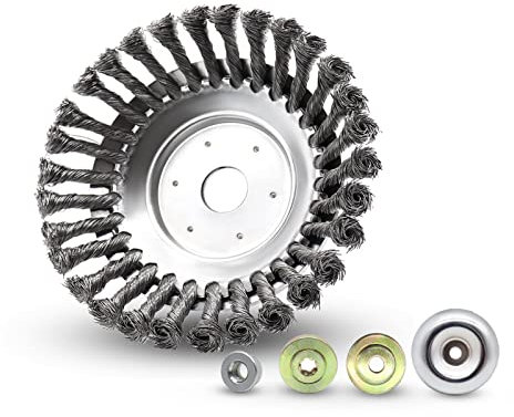 Viilich Unkrautbürste Wildkrautbürste 150 x 25,4 MM Kegel Unkrautbuerste Profi Wildkraut Fugenbürste Motorsense Drahtbürste Stahl Rundbürste,mit 4 Stück Adaptern,für Unkrauttrimmer Garten (6 Zoll)