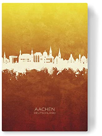 artboxONE Leinwand 120x80 cm Städte Aachen Germany Skyline RedYellow von Michael Tompsett