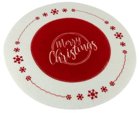 Pack 4 Sottopiatti Natalizi in Feltro Buone Feste Decorazioni Tavola 30 cm Addobbi Natale Bianco