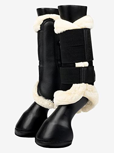LeMieux Pferdestiefel mit Fleece-Rand, Netzgewebe, Schutzausrüstung und Trainingsausrüstung, Pferdestiefel, Bandagen und Zubehör (Schwarz, Natur/Medium)