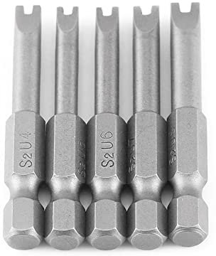 Uacen - Set di 5 cacciaviti a forma di U, U4 U5 U6 U7 U8 1/4, cacciavite magnetico esagonale S2, a forma di U