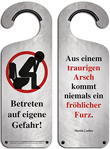 Kult-Klinkenhänger Türhänger Doorhanger - BETRETEN AUF EIGENE GEFAHR - WC- TOILETTE - KL21 Türschild Blechschild