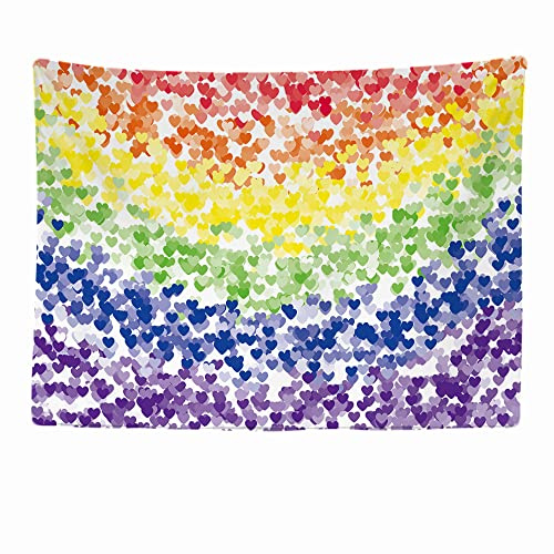 Ulticool - Regenbogen Flagge Deko Herzen - Wandteppich - 200x150 cm - Valentinstag für ihn/sie - Großer Tapisserie - Poster Verzierung Liebe Geschenk Liebe Love You