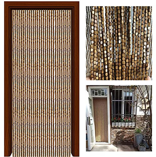 Bambusperlen Vorhang Tür Hängende Perlen Bambus Türvorhang Holzperlenvorhang Raumteiler,Bambusvorhang für Türen,Wohnzimmer,Balkontür,Insektenschutz Fliegenschutz Dekovorhang (80 strands 80x200cm)