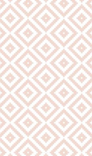 DobleUve Estudio Vinyl Teppich Geometrisch 07 | Rosa | 47x80 cm | Waschbarer Rutschfester Küchenläufer | Vinylteppich | Vinylboden | Vinylteppich für Wohnzimmer