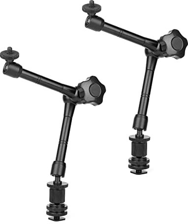 Cusstally 2X Bras Magique Bras Articulé de 11 Pouces Friction Magique avec Fixation pour Chaud et Vis de Trépied 1/4 Pouce