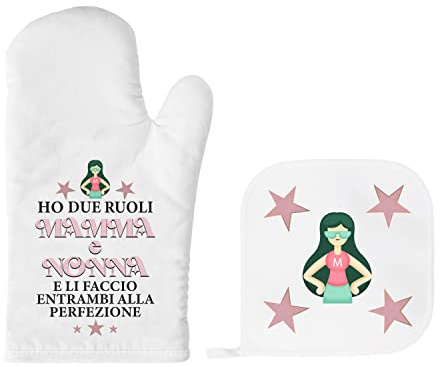 Idea Regalo Originale Festa della Mamma - Guanto da Forno e Presina Mamme Nonna - Regali Divertenti Mamma