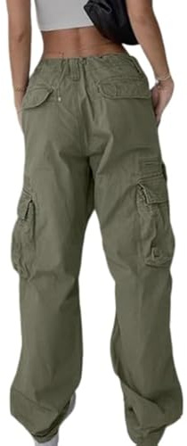 EMMIOL Cargo Pants for Women High Waisted with Pockets Y2K Streetwear Casual Tactical Travel Pants