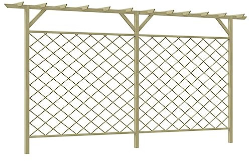INLIFE Garten-Gitterzaun mit Pergola-Oberteil Holz,54.8kg,41726
