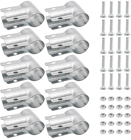 Saihisday 1-1/4 x 1-1/4'' TEE Joint End Rail T Clamp, Greenhouse Cross Grid Pipe Connector with Bolts and Nuts, Carbon Steel Q235B Pipe Fitting Clip for Tube OD 1-1/4''(10Packed)
