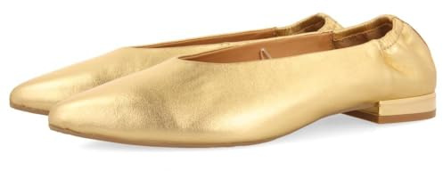 GIOSEPPO Bailarinas DE Piel Color Dorado con Punta Fina Y TALÓN Fruncida para Mujer GUATAY