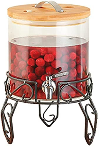 OUSIKA Getränkespender for Partys, Saftspender, Glas-Getränkespender mit Ständer, Zuhause, Outdoor, Picknick, Grillpartys, for Wasser, Sangria Zapfanlage