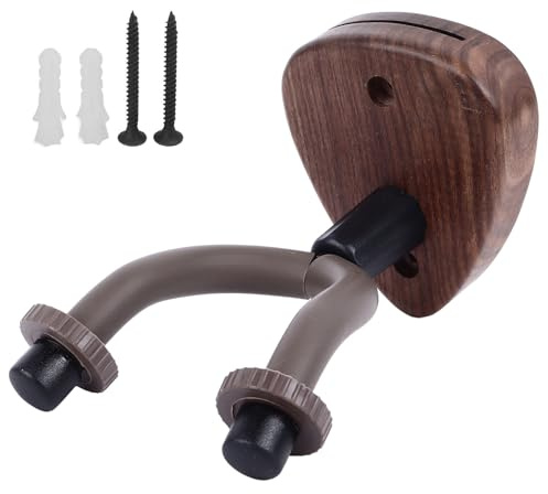 Gitarrenhals-Aufhänger, E-Bass-Aufhänger, Wandhalterung, Hakenständer mit Holzsockel für Bass, Banjo, Violine (Ohne bunte Hintergrundbeleuchtung (350-mAh-Akku))