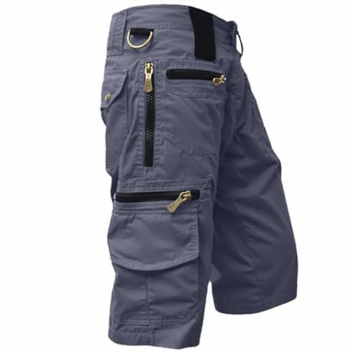 Generisch Cargohose Herren 3/4 Outdoor Hose Wanderhose Leicht Atmungsaktiv Shorts Sommer Freizeithose Mit Taschen, M-5XL