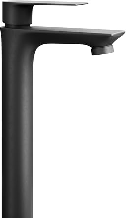 Planetmöbel Wasserhahn Bad-Mischbatterie | Waschtischarmatur mit Keramik Kartusche, Armatur für Waschbecken Badezimmer, Einhebelmischer, Höhe 29 cm, schwarz matt