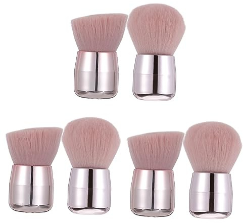 FRCOLOR 6pcs Mushroom Shape Foundation Makeup Brush Loose Powder Brush No Shedding for Face Portable Travel Material