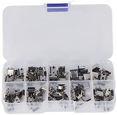 100 Pièces Type C USB Femelle Connecteur Jack Soudure Réparation Remplacement Adaptateur Assortiment Ensemble avec Coque en Acier Inoxydable pour Ordinateurs, CD USB, Souris,