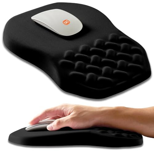 Armanza Tapis de souris ergonomique incliné, repose-poignet, tapis de souris pour soulager la douleur du canal carpien avec renflement de massage et mousse à mémoire de forme à rebond lent (30,5 x