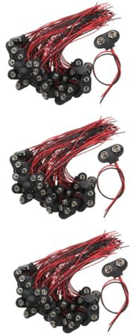 Housoutil 3 Set 9v Connettore Batteria Pu Cavo Alloggiamento T-tipo Batteria Fibbia Nessun Supporto Necessario Compatibile 50 Pz * 3