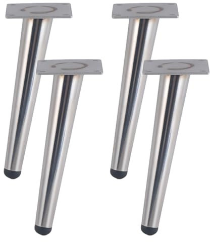 SZLXJMFL Silber Schrankfüße, Schräge Konisch Möbelfüsse Höhe:10-72 cm Tresentischfüße Möbelfüße Galvanik Schicht Anrichte Schrank Füße Eisen Möbelbeine, 4× Schränkefuß -12cm/4.7in