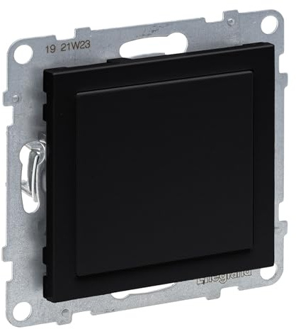 LEGRAND, SEANO Blindabdeckung zur Verwendung von Einsätzen des Schalterprogramms Mosaic, Mosaic-Adapter, Abdeckplatte, Schalterblende, Farbe: Schwarz lackiert, 765801