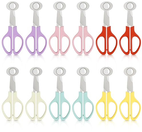 PKNYBZH Quail Egg Scissors and Pigeon Egg Cutter, 12PSC Stainless Steel Quail Accessories for Kitchen Egg Opener (6 colors)