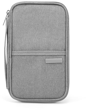 Reisepass Tasche Familien Reisepasshülle Wasserdicht Familien Reise Brieftasche für Speicherung Kreditkarten Ausweis Bordkarten Tickets Grau