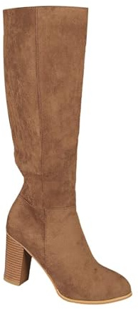 Botines para mujer con tacón, bota de ante estilo occidental, elegantes botas de tacón alto con cremallera, caña ancha, altas hasta la rodilla, botas de invierno, tallas 36-43