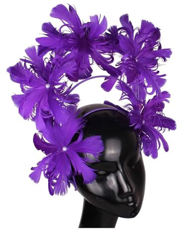 MZPOZB Gymnastik Trikots Feder-Blumen-Kopfschmuck, Vintage-Pferd Wird übertreiben, Kleiner Zylinder, Haarreifen, Nachahmung von Perlenhaar-Kopfbedeckungen Turntrikot(Purple)