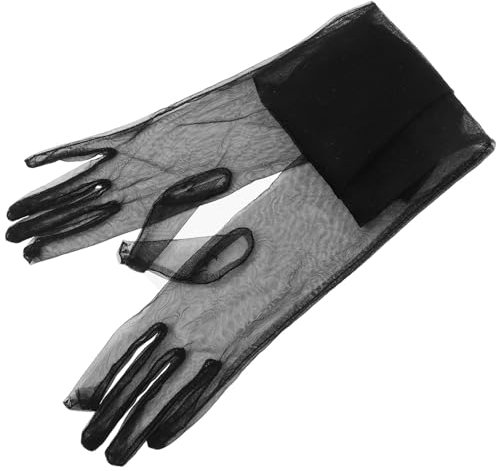 WOFASHPURET 1paar Lange Tüll Handschuhe Für Schwarze Mesh-handschuhe Für Hochzeiten Partys Und Anlässe Atmungsaktive Durchsichtige Brauthandschuhe