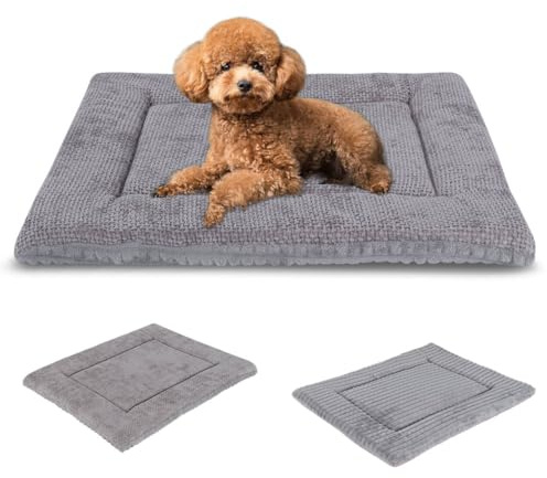 Vejaoo Dog Bed, Dog Crate Pad, Reversible Washable Cushion, Soft Plush Puppy Mat, Memory Foam Mattress for Small Medium Large Dogs and Prevent Catching Mats for Cats XZ016