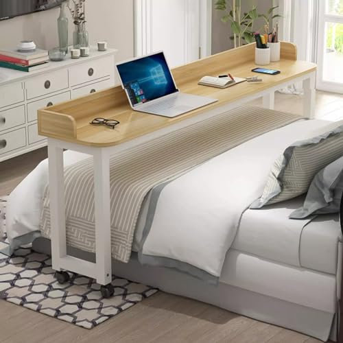 Beistelltisch mit Rollen, höhenverstellbar, mobiler Betttisch für King-Size-Betten, 170 cm, Kreuzbetttisch, einfache Bewegung und praktisches Design