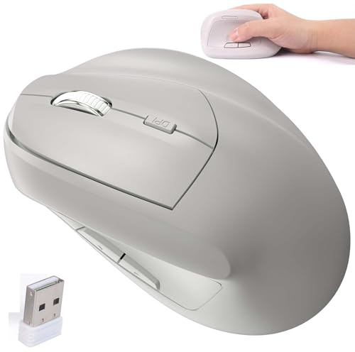 Souris sans fil Bluetooth, ergonomique, verticale, rechargeable, silencieuse, portable, sans fil, double mode, souris optique de haute précision avec récepteur USB à 7 boutons pour PC/ordinateur