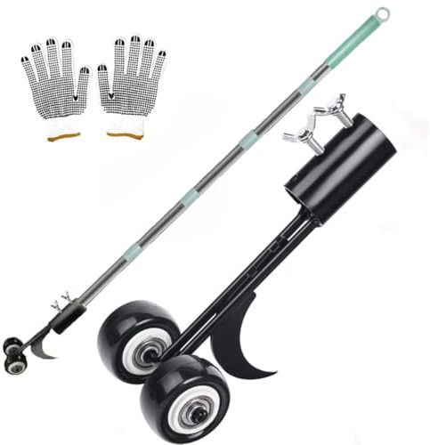MiaoMa Unkrautwerkzeug für Garten, 153 cm, verbesserter Unkrautjäter mit langem Griff, ohne zu knien, Haken-Unkrautwerkzeug für Pflastersteine, Terrassenjäter, Werkzeug-Set mit Rädern für Einfahrten
