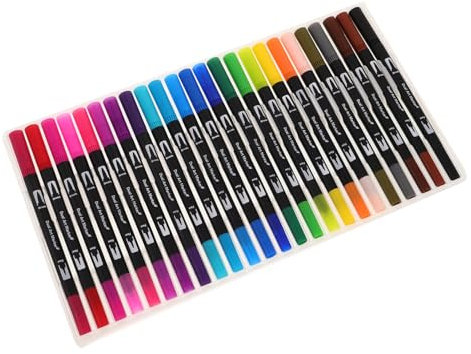 HOMSFOU 24stücke Doppelpinselstifte Künstlerpinselmarker Mit Weicher Pinselspitze Und Feiner Spitze Farbmarker Für Zeichnen Skizzieren Kritzeln Illustrationsstift Mit Doppelspitze