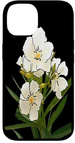 White Oleander Black Outline Art Case for iPhone 14