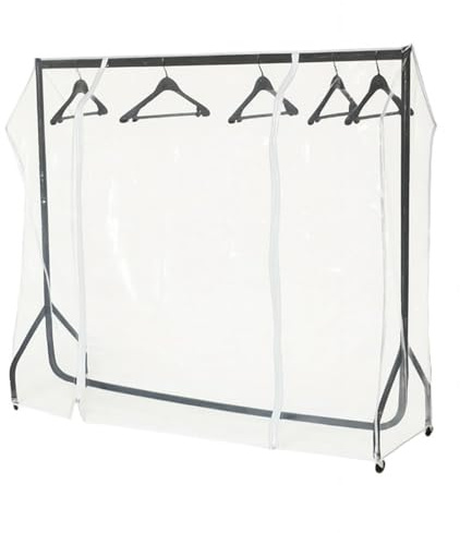 Shoplines Supplies 6ft Clear Clothes Rail Cover – Heavy-Duty Plastic Garment Protector with Double Zip – Transparent Clothes Rack Cover for Easy Viewing & Quick Access – H1610 x W1835 x D515mm